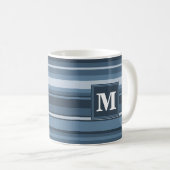 Monogramm graublaue Streifen Kaffeetasse (VorderseiteRechts)
