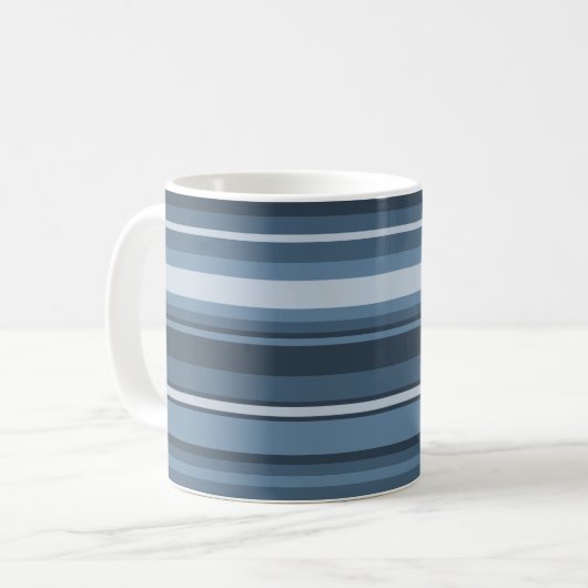 Monogramm graublaue Streifen Kaffeetasse (Vorderseite Links)