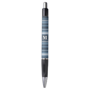 Monogramm graublaue Streifen Kugelschreiber