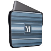 Monogramm graublaue Streifen Laptopschutzhülle (Vorne Rechts)