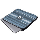 Monogramm graublaue Streifen Laptopschutzhülle (Vorne Knopf)