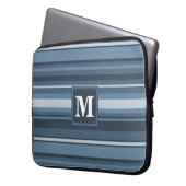 Monogramm graublaue Streifen Laptopschutzhülle (Vorderseite Links)