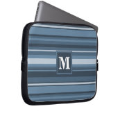 Monogramm graublaue Streifen Laptopschutzhülle (Vorne Rechts)