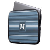 Monogramm graublaue Streifen Laptopschutzhülle (Vorderseite Links)