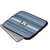 Monogramm graublaue Streifen Laptopschutzhülle (Vorne Knopf)