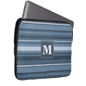 Monogramm graublaue Streifen Laptopschutzhülle (Vorne Rechts)
