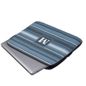 Monogramm graublaue Streifen Laptopschutzhülle (Vorne Knopf)