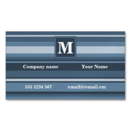 Monogramm graublaue Streifen Magnetische Visitenkarte