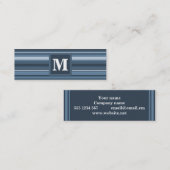 Monogramm graublaue Streifen Mini Visitenkarte (Vorne/Hinten)