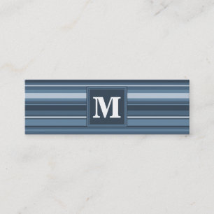 Monogramm graublaue Streifen Mini Visitenkarte
