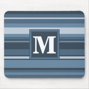 Monogramm graublaue Streifen Mousepad