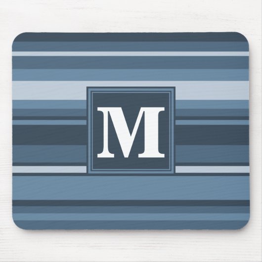 Monogramm graublaue Streifen Mousepad (Vorne)