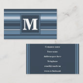 Monogramm graublaue Streifen Visitenkarte (Vorne/Hinten)