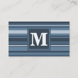 Monogramm graublaue Streifen Visitenkarte