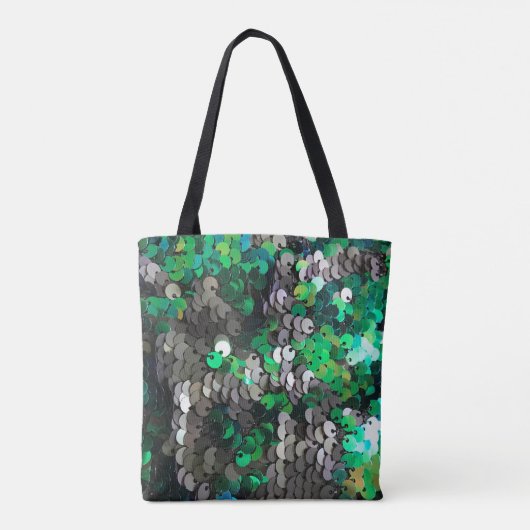 Monogramm graue Glitzer-Sequenzen glänzend funkeln Tasche (Rückseite)