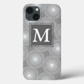 Monogramm graue Kreise Muster Case-Mate iPhone cas Hülle (Rückseite)