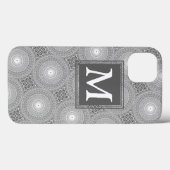Monogramm graue Kreise Muster Case-Mate iPhone cas Hülle (Rückseite (Horizontal))
