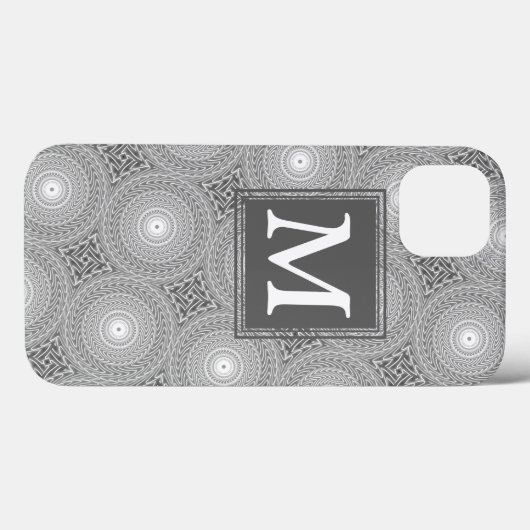 Monogramm graue Kreise Muster Case-Mate iPhone cas Hülle (Rückseite (Horizontal))
