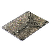 Monogramm graue Leinen sehen floraler Grunge gürtl Notizblock (Linke Seite)