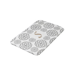 Monogramm Graue Mandalas Muster Badematte