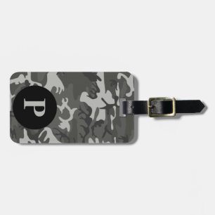 Monogramm Graue Militär Camo Tarnung Kreis Gepäckanhänger