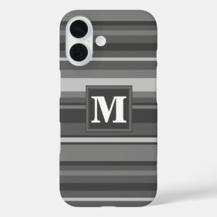 Monogramm graue Streifen iPhone 16 Hülle