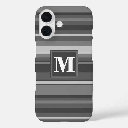 Monogramm graue Streifen Case-Mate iPhone Hülle (Rückseite)