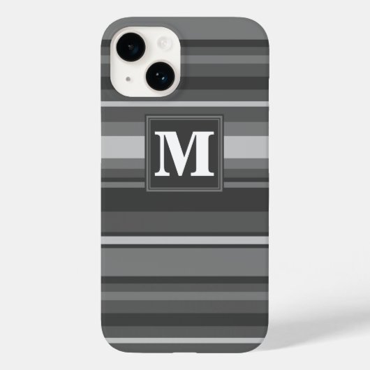 Monogramm graue Streifen Case-Mate iPhone Hülle (Rückseite)
