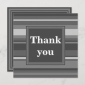 Monogramm graue Streifen Dankeskarte (Vorne/Hinten)