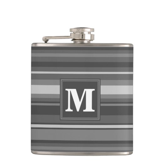 Monogramm graue Streifen Flachmann (Vorderseite)