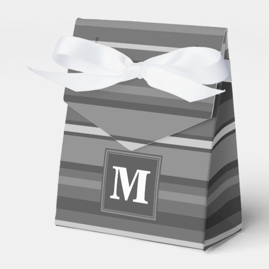 Monogramm graue Streifen Geschenkschachtel (Vorderseite)
