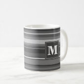 Monogramm graue Streifen Kaffeetasse (VorderseiteRechts)