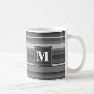 Monogramm graue Streifen Kaffeetasse