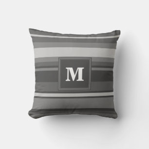 Monogramm graue Streifen Kissen