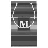 Monogramm graue Streifen Kleine Geschenktüte (Rückseite)