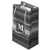 Monogramm graue Streifen Kleine Geschenktüte (Rückseite Schrägansicht)