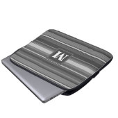 Monogramm graue Streifen Laptopschutzhülle (Vorne Knopf)