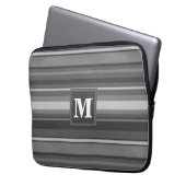 Monogramm graue Streifen Laptopschutzhülle (Vorderseite Links)