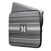 Monogramm graue Streifen Laptopschutzhülle (Vorderseite Links)