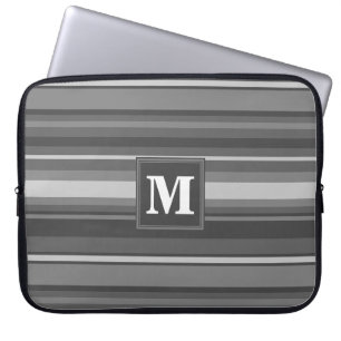 Monogramm graue Streifen Laptopschutzhülle