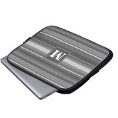 Monogramm graue Streifen Laptopschutzhülle (Vorne Knopf)