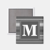 Monogramm graue Streifen Magnet (Vorderseite/Rückseite)