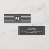 Monogramm graue Streifen Mini Visitenkarte (Vorne/Hinten)