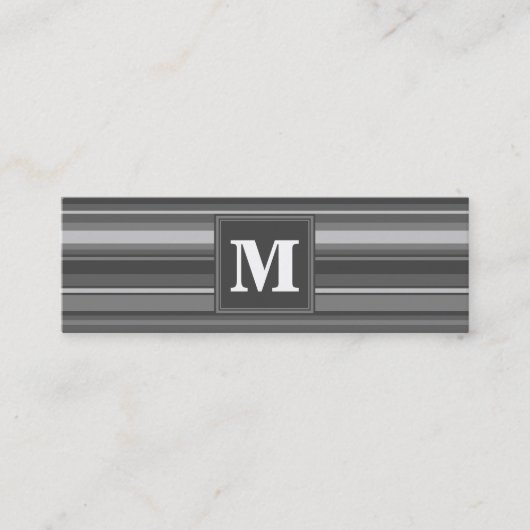 Monogramm graue Streifen Mini Visitenkarte (Vorderseite)