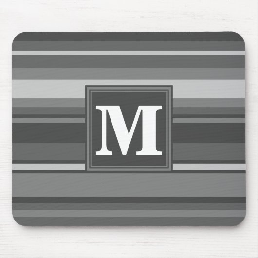 Monogramm graue Streifen Mousepad (Vorne)