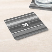 Monogramm graue Streifen Rechteckiger Pappuntersetzer (angewinkelt)