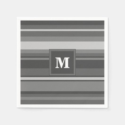 Monogramm graue Streifen Serviette (Vorderseite)