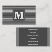 Monogramm graue Streifen Visitenkarte (Vorne/Hinten)