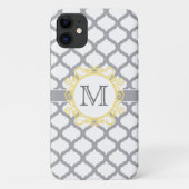 Monogramm Graue und Gelbe Quatrefolie Case-Mate iPhone Hülle (Rückseite)