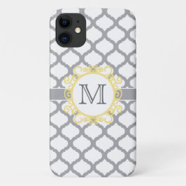Monogramm Graue und Gelbe Quatrefolie Case-Mate iPhone Hülle